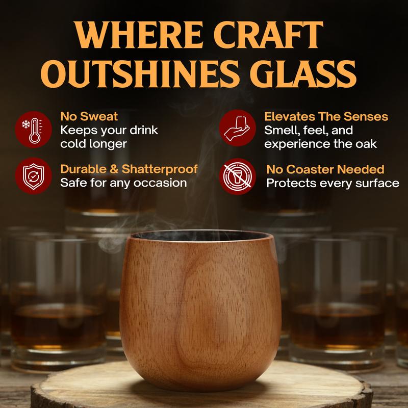 Festive Season Special — Handcrafted Charred Wood Whiskey Glass for Cozy Winter Nights